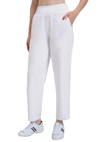 Pemonsr Golf Pants Women Stretch Casual Travel Pants Dress Slacks,White,3XL