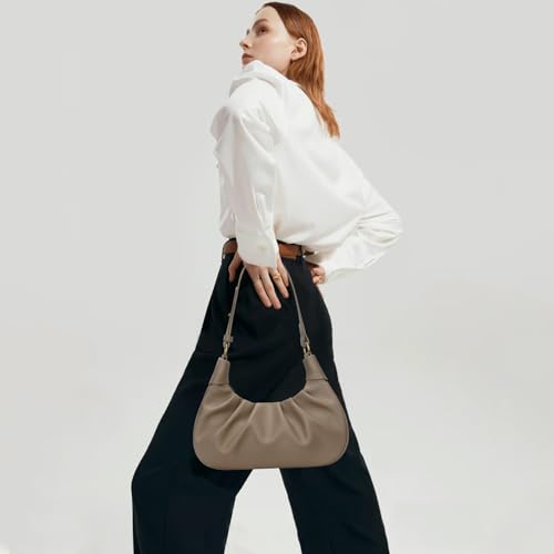 Image of KKXIU Shoulder Bag Crescent Handbag Ruched Purse Underarm Bag Mini Hobo for Women