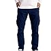 uiop Pantaloni casual da uomo Tuta da gioventù Tinta unita Multi-tasca pantaloni dritti, Blu, L