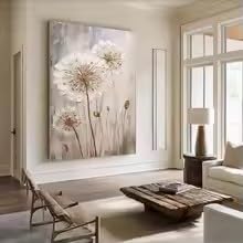 DIHANSM Abstraktes Blumenwandbild, neutrales minimalistisches abstraktes Gemälde, Heimdekoration (55 x 110 cm/ungerahmt)