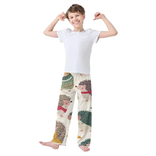 Hedgehog and Leaf Boys Long Pants Soft Trousers Elastic Waist Kids Lounge Bottoms with Pockets S-XL3