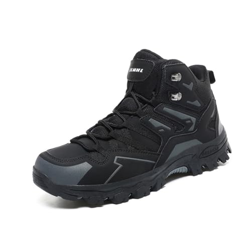 Botas de Senderismo y montañismo de Corte Medio Zapatillas Impermeables para Mujer Zapatillas de Viaje, Camping, Ciclismo y Ciclismo de montaña Ligeras y cómodas Negro 38
