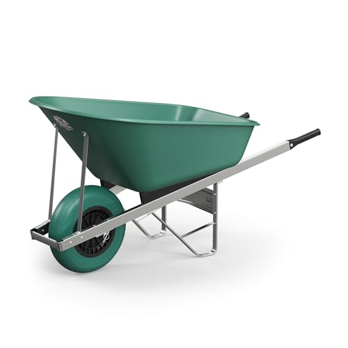 Agri Barrow Wheel Barrow 160 Litre Plastic Wheelbarrow with Puncture Proof Tires, Green - Ideal for Equestrians, Gardeners, Yard & Garden Maintainers, Farmers, Stable Workers, Allotment Owners