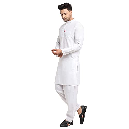 Image of Royal Kurta Mens Cotton Solid Pattern Kurta and Salwar Set