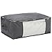Sami Time Clothes Blanket Storage Bags Organizer with Reinforced Handle-Set of 3,Foldable with Sturdy Zipper, Clear Window (Large Gray(19.68in*14.17in*8.26in))
