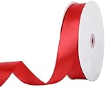 KSRIGHT 1 inch（2.54cm Wide) x 100 Yards Double Faced Red Satin Ribbon for Gift Wrapping,Wedding Dec
