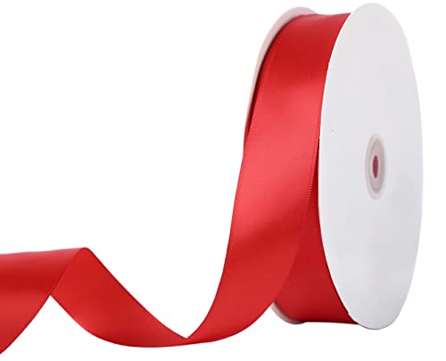 Ksright 1 Inch（2.54Cm Wide) X 100 Yards Double Faced Red Satin Ribbon For Gift Wrapping,Wedding Decoration, Bows Making, Sewing, Diy Crafts #TOP1