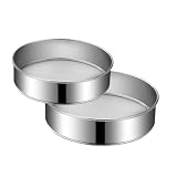 2 Pack Flour Sifter,Stainless Steel Fine Mesh Strainers Flour Sieve,8 Inch 60 Mesh and 10 Inch 40 Mesh for Baking Cake Bread (8'/60 mesh and 10'/40 mesh)