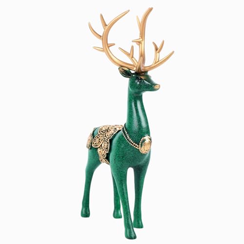 Set de dos estatuas de ciervos verdes decorativos miniatura 5