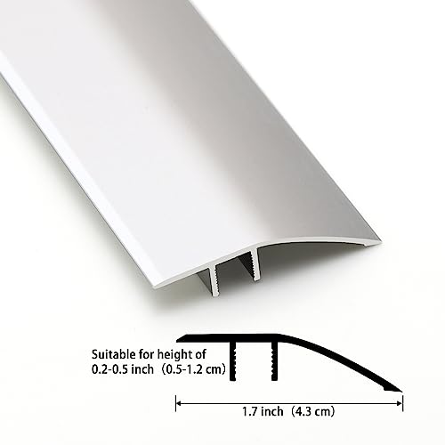 Gaahing Aluminum Floor Transition Threshold Strip, Bridge The Height Gap Between 0.2 to 0.5 inches for Doorway Ramp Tiles Laminate Planks (35.4in x 1.7in, Matte Silver)
