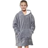 A2Z 4 Kids Dziewczęta Chłopcy Ultramiękkie Oversize Bluza z Kapturem - Snuggle 958 Grey Kids 11-14