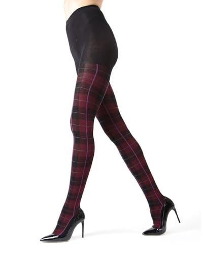 MeMoi Glasgow Plaid Cotton Tights for Women, Cozy, Warm and Fashionable Patterned Sweater Tights - Sizes Small to 6X