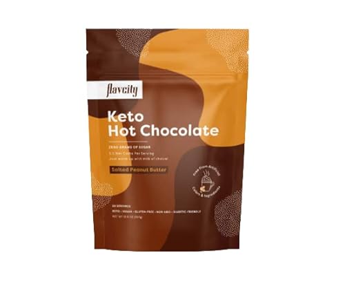 Flavcity Salted Peanut Butter Keto Hot Chocolate — Dairy Free And Sugar Free Cocoa Powder — High Fiber Drink Mix — Low Carb Hot Chocolate — Gifts For Chocolate Lovers (9.4 Oz) #TOP24
