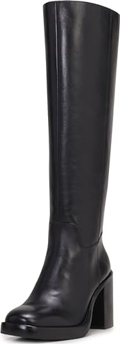 Botte Haute Genou Vince Camuto Gibi2 Cuir Noir avec Mollet Large Confort 41