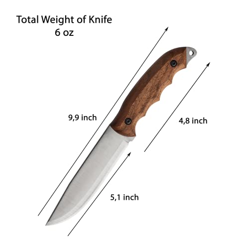 Bps Knives Hk5 - Camping Full-Tang Knife With Leather Sheath - Survival Tactical Knife - Camp Knives- Fixed-Blade Carbon Steel Knife - Scandinavian Sharpening - Utility Knife - Knife With Wood Handle #TOP2