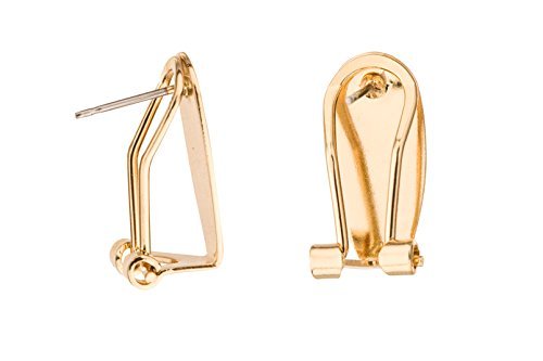 Clip Secure Gold-Finished Hinged Earring with 18.5x8.5mm Flat Pad Post Sold per (Pack of 10)