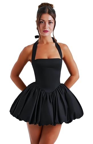 ForElise Short Homecoming Dresses for Teens HOCO Dresses 2025 Halter Mini Dress Bubble Dress