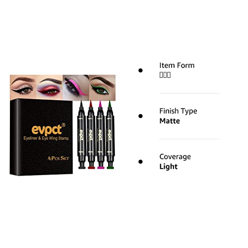 Evpct Winged Wing Colored Eyeliners Stamps Stencil Wingliner Liquid Set Eye Liners For Women 4 Color Black Red Pink Green Cat Eye Face Stamp Liquid Eyeliner Colorful Makeup Set Multicolor Waterproof #TOP7