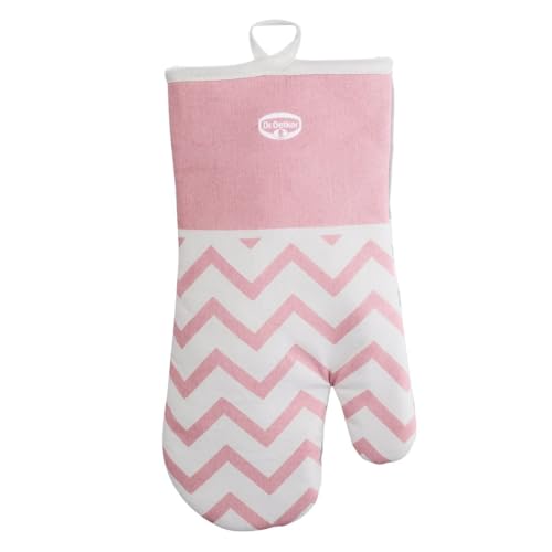 Dr Oetker 4633 Gant de Cuisine, Gant de Cuisine rétro, Gant pour Four, Gant de Cuisine Anti Chaleur, Gant pour Plats Chauds, Coton, Rose pâle, Blanc, Gris,...