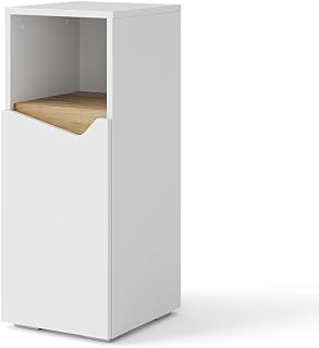 Vicco Mobiletto bagno Marelle, Bianco/Artisan, 30 x 74.5 cm con porta e scomparto aperto, per la conservazione di articoli da bagno e asciugamani
