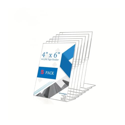 Image of FERAUAX (Pack of 5) Acrylic QR Code Scanner Stand & Sign Holder, (4x6 Inch) Clear Tabletop Display - Perfect for Google Pay, PhonePe, BHIM UPI Payments, Restaurant Menus, & Photo Frames