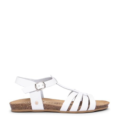 miMaO Nu-pieds à lanières en cuir et liège BLANC, EU 39
