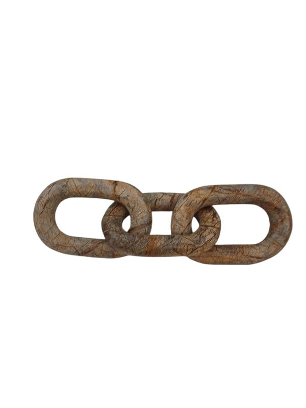 Brown Marble 3-Link Chain Handcrafted Decorative Stone Accent for Coffee Table, Bookshelf, or Modern Home Styling 2