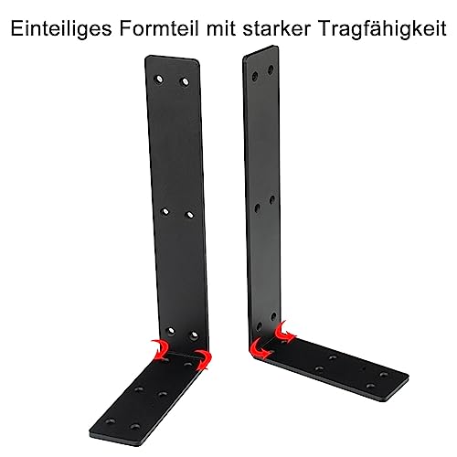Soporte Estante L Resistente, Escuadra Metálica Negra de Pared, Soporte Triangular Acero,para Balda Flotante Madera, Organizador Armario, Almacén Garaje Carga 200KG