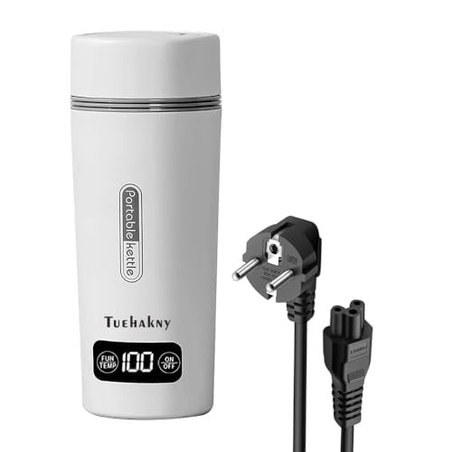 Bouilloire de Voyage Électrique 350ml avec Écran LCD et 4 Températures Réglables - Acier Inoxydable 304, 300W 220V, Anti-Marche à Sec, Arrêt Automatique...