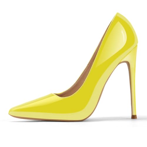 Escarpins tendance à talons hauts jaune fluo pointure 41 - 7
