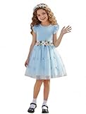 PatPat Robe Fille Princesse en Tulle avec Broderies Florales, Robe Tutu sans Manches pour Mariage, Cérémonie, Soirée, Bapteme, Cocktail, Fête d'Eté pour Enfant 2 10 Ans