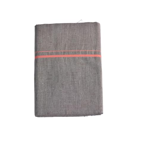 Image of Pure Cotton Dhoti for Men (1.28 x 1.87 m) | Solid Panchalu with Varied Small Color Border | Kerala Cotton Veshti, Khadi Dhoti | Lightweight Pooja & Temple Wear