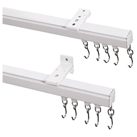 ChadMade Ceiling Curtain Track Wall Mount Curtain Track, Room Divider Ceiling Track, Large Size for Space 9ft - 12ft Wide, White Cover