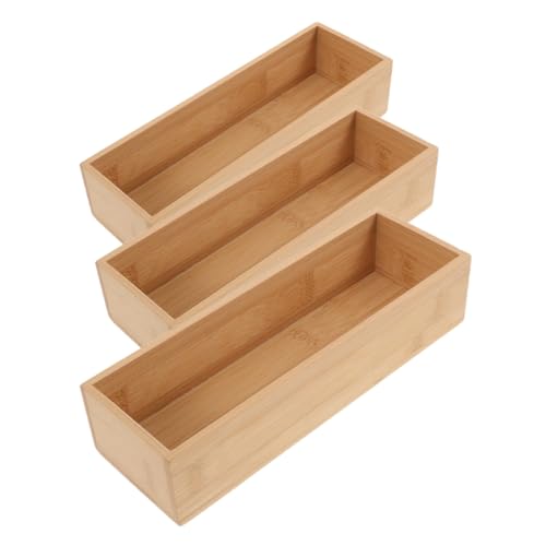 VALICLUD 3 piezas Caja Organizadora de Madera sin Tapa Caja Multiusos para Cosméticos Utensilios y Almacenamiento Cocina Baño Oficina y Dormitorio Diseño Moderno Minimalista