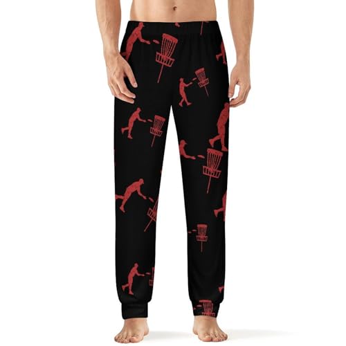 Disc Golf Icon Basket Pajamas for Men Lightweight Pjs Sleepwear Soft Sleep Lounge Pant with Elastic Waistband