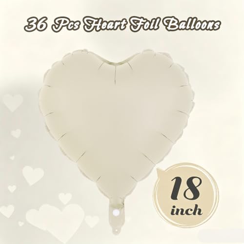 Image of 36 Pcs Cream Heart Balloons,18 Inch Heart Foil Balloons Valentine Balloon for Wedding Engagement Party Valentine Day Decorations