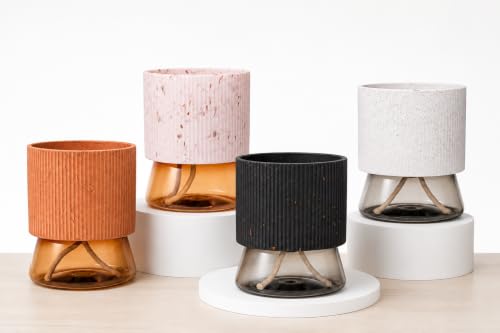 Image of Self Watering Planter - Kyoto - with Cotton Wick Water Reservoir | Indoor Flower Pot for Small Plants | Visible Water Level | Modern Plant Pot for Home, Living Room, Office & Tabletop Decor, Set Of 4