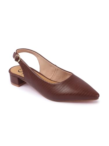 Image of Carlton London Women's Textured Pointed Toe Block Heel Pumps