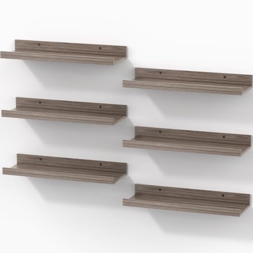 Image of BAYKA 15.7x5.12 Floating Shelves for Wall,Room Decor,Raised Lip,6 Pack