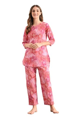 Image of Amazon Brand - Tavasya Women Cotton- Rayon Printed Kurti with Pant Co-Ord Set | Soft Comfortable Straight Fit Ethnic Kurta Set | 3 /4 Sleeves V-Neck Daily, Office & Casual Wear