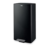 Tower T838020BLK Rechteckiger Treteimer mit herausnehmbarem Inneneimer und Filterfach, 40 l, robuster Karbonstahl, Schwarz
