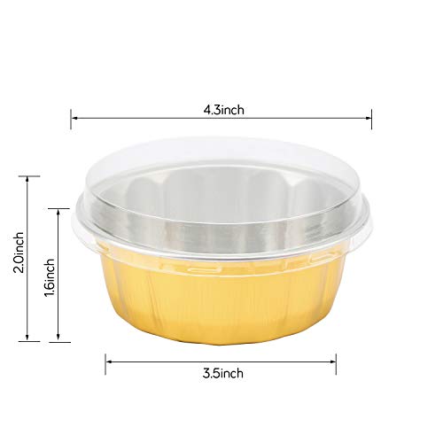 Disposable Ramekins With Lids, Beasea 8 Oz 50 Pack Golden Aluminum Foil Cups Disposable Creme Brulee Muffin Cupcake Baking Cup Mini Pudding Cups For Party Wedding Birthday #TOP1