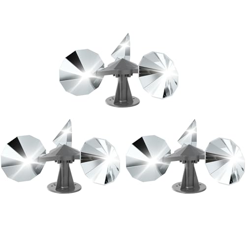 OFFO 3 PCS Bird Scare Reflective Device Bird Reflector with Plastic Base for Outside Keep Pigeon Woodpeckers and Sparrows Away for Outdoor Boats Roofs Gardens