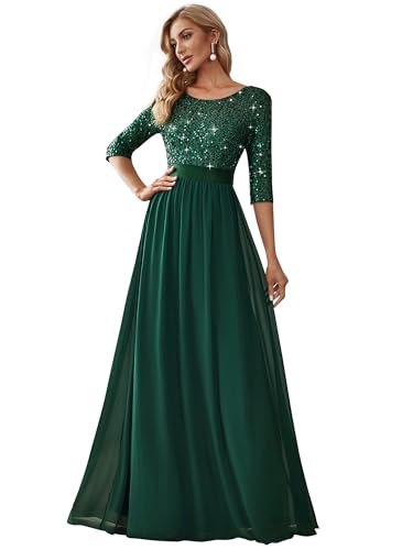 Ever-Pretty Women's Elegant A Line Crew Neck Half Sleeve Sequin Evening Dress 00683