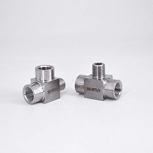 Conector en T de 1/2" NPT hembra en acero inoxidable 304 de 3 vías 6