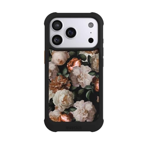 Coque rose iPhone 17 Pro NIVOmax fleur noire pour un style élégant au bureau