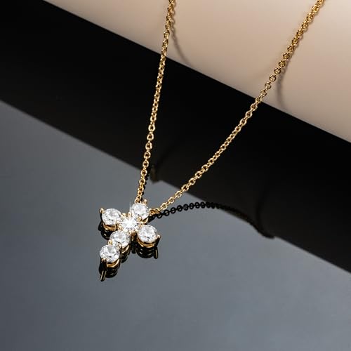 Gold Cross Necklace 14K Gold Cross Necklaces for Women Necklace Crosses Pendant with Cubic Zirconia Dainty and Distinctive Womens Crosses Chains 6