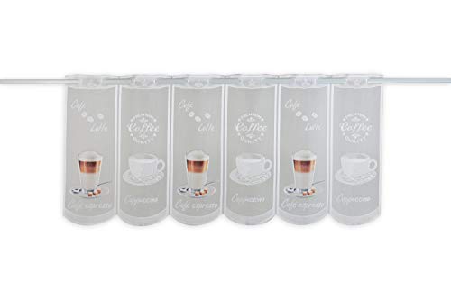 Clever-Kauf-24 Scheibengardine Kaffee Cappuccino Bedruckt Höhe 45cm oder 60cm | Breite der Gardine frei wählbar in 16cm Schritten | Gardine | Panneaux | (Höhe 45cm) Cover