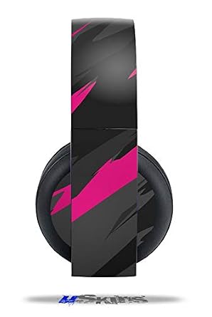 Vinyl Decal Skin Wrap compatible with Original Sony PlayStation 4 Gold Wireless Headphones Jagged Camo Hot Pink PS4 HEADPHONES NOT INCLUDED