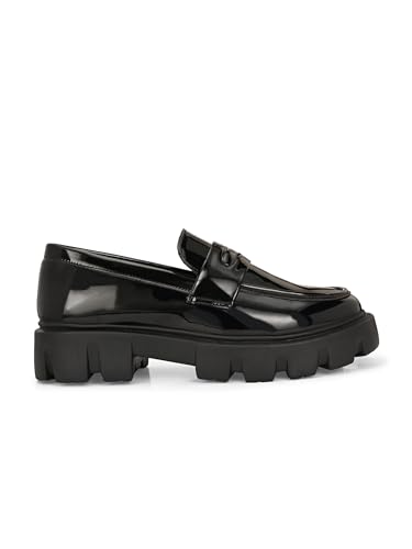 Image of Leo Chunky Sole Black Patent Loafers Shoes for Casual /Formal Hybrid Purpose
